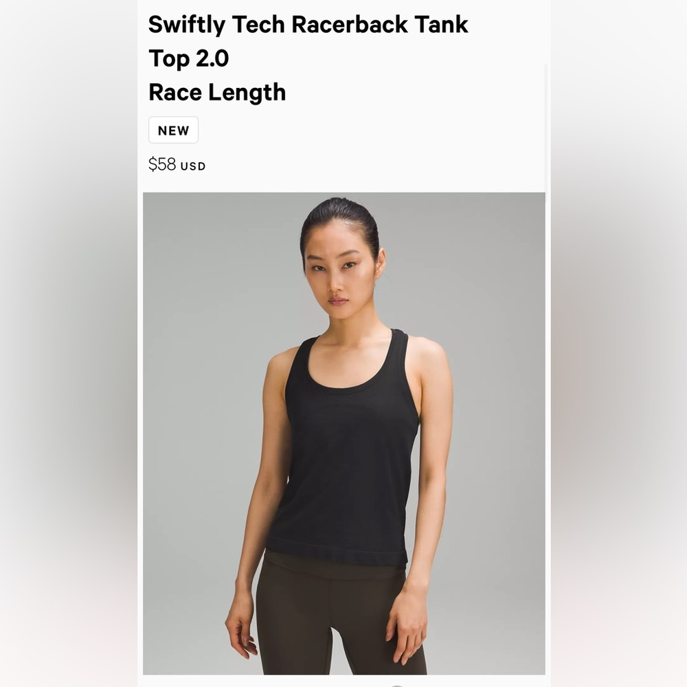 Lululemon Swiftly Tech Racerback Tank Top Cropped